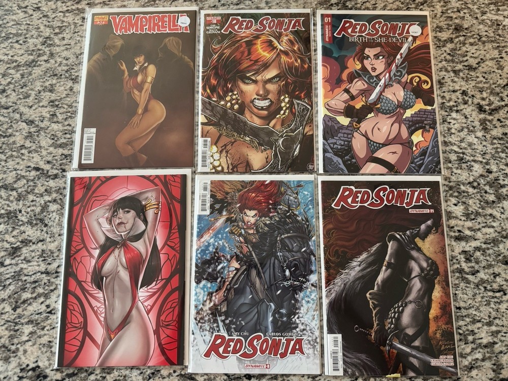 Red Sonia And Vampirella Lot Of 6 Comic Books