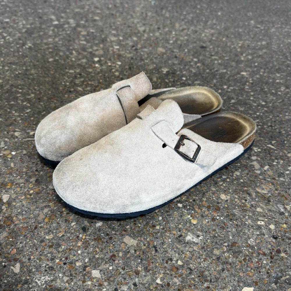 Birkenstock Boston Clogs Tan Suede Slip On Size 43 EU Mens 10 US