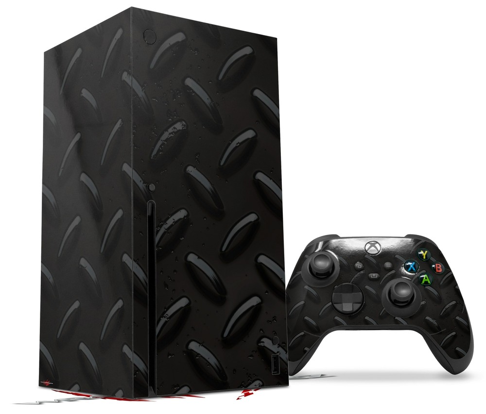 Skin Set for XBOX Series X Diamond Plate Metal 02 Black