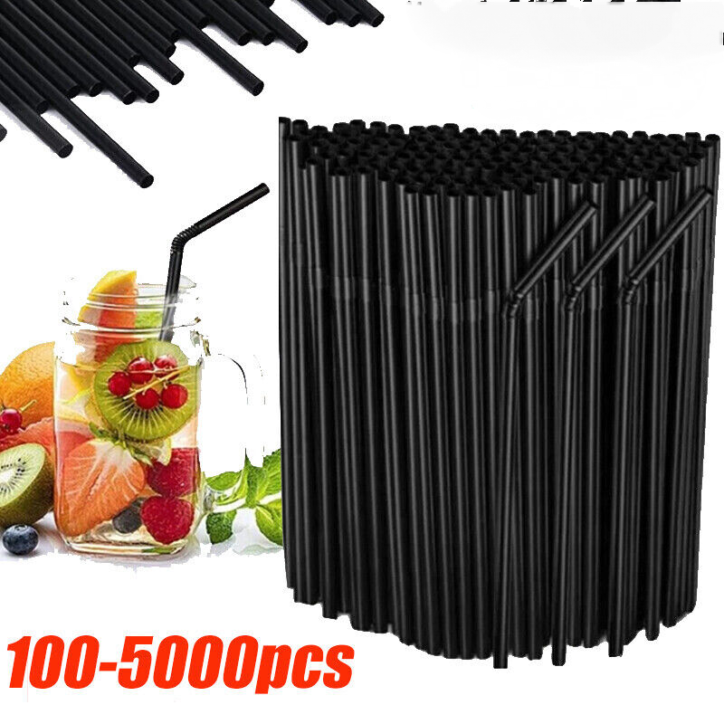 100-5000x Straws Bendy Black Straws Birthday Wedding Summer Party Drink