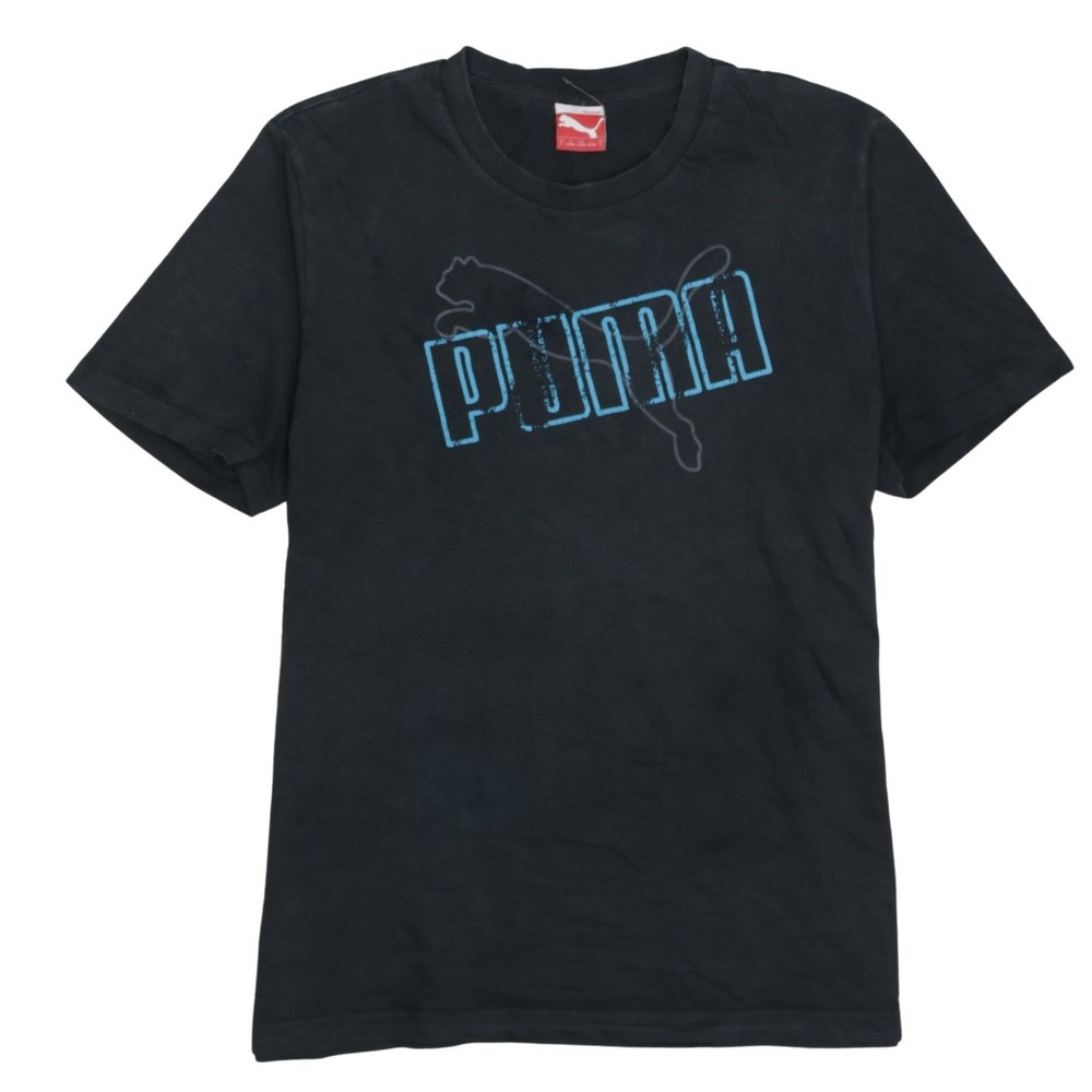 Puma Mens T Shirt Black Cotton Graphic Print Big Cat Logo Short Sleeve Tee L