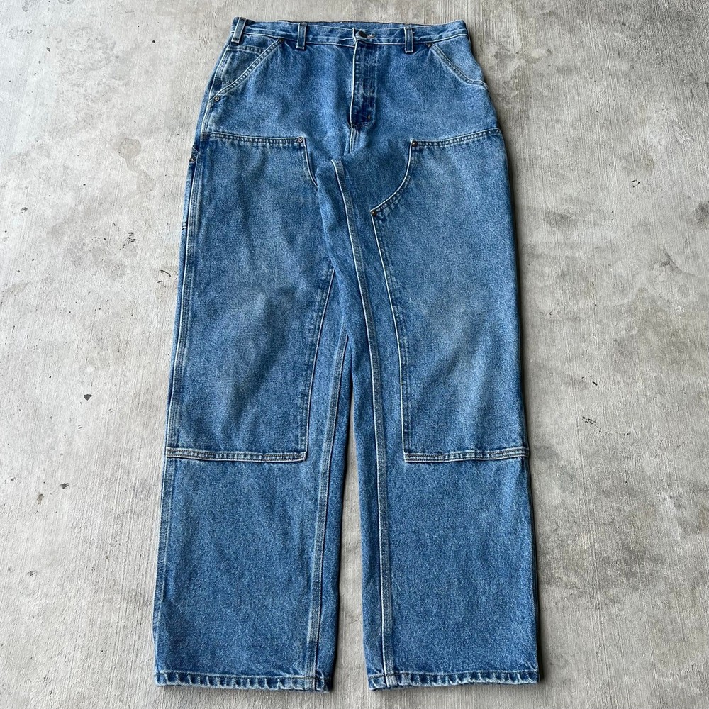 Vintage carhartt blue denim jeans double knee work wear carpenter pants