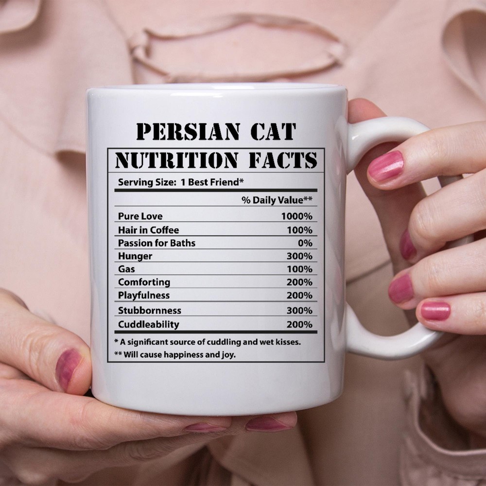 Funny Persian Cat Gifts Nutritional Facts White Coffee Mug