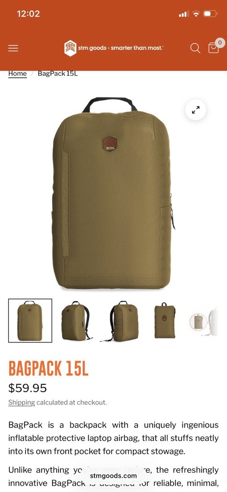 STM Goods Bagpack Collapsible Laptop Backpack 15 L Coffee Colored