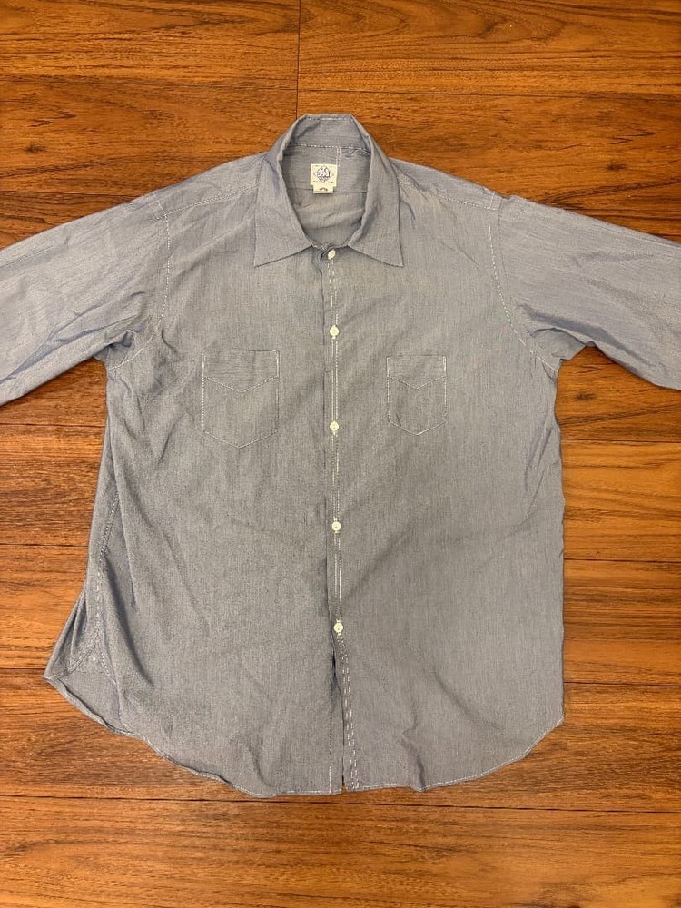 POST O'ALLS Gray Long Sleeve Shirt Size L - NEUTRA 3 Feather Chambray