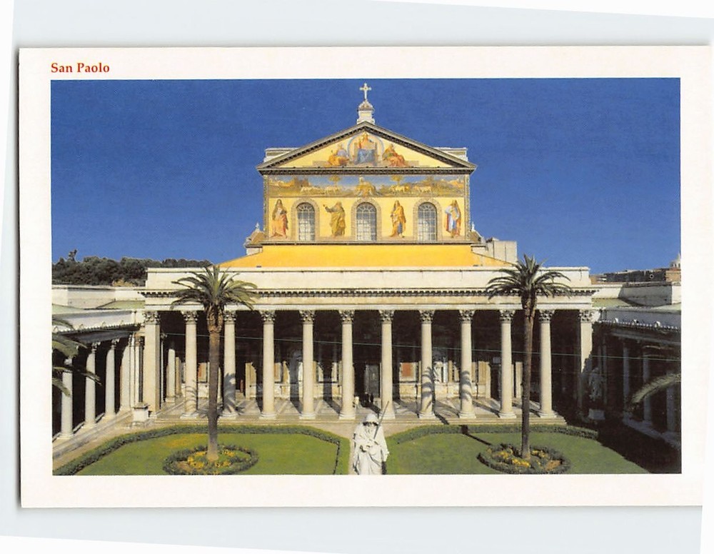 Postcard Four side portico Basilica Di San Paolo Rome Italy