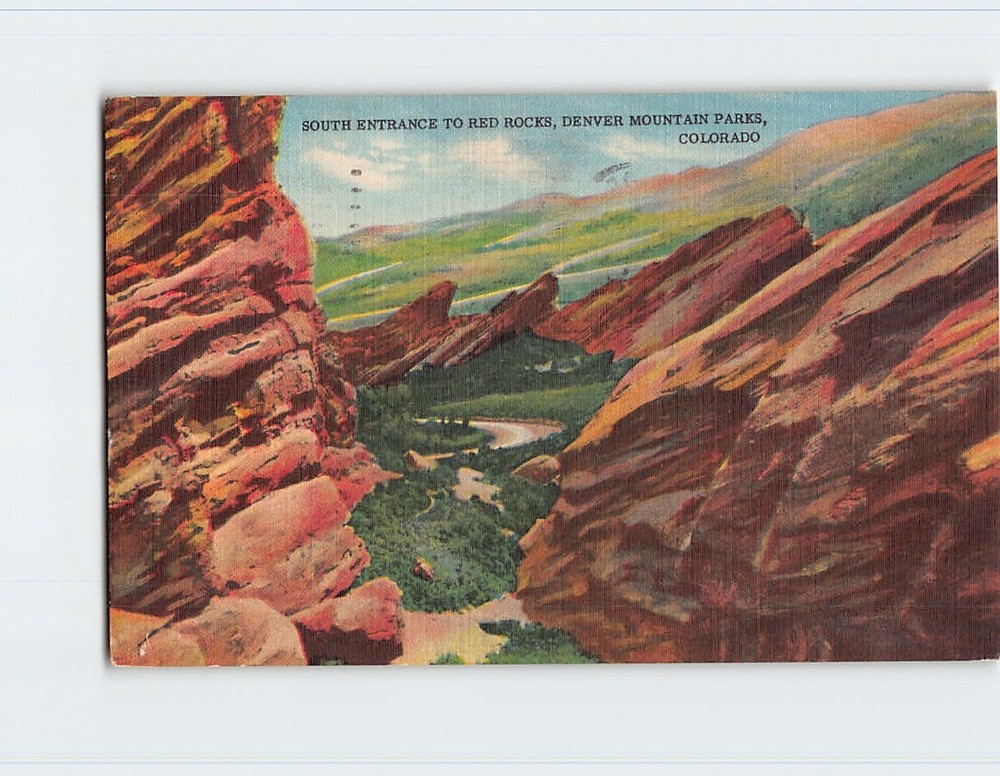 Postcard South Entrance To Red Rocks, Denver Mountain Parks, Colorado
