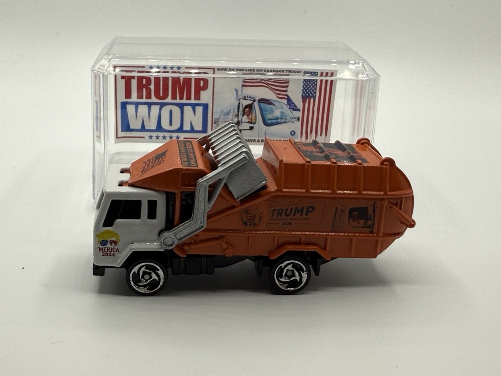 Custom Trump “Trump Won” Hot Wheels 1991 Garbage Truck In Acrylic Case