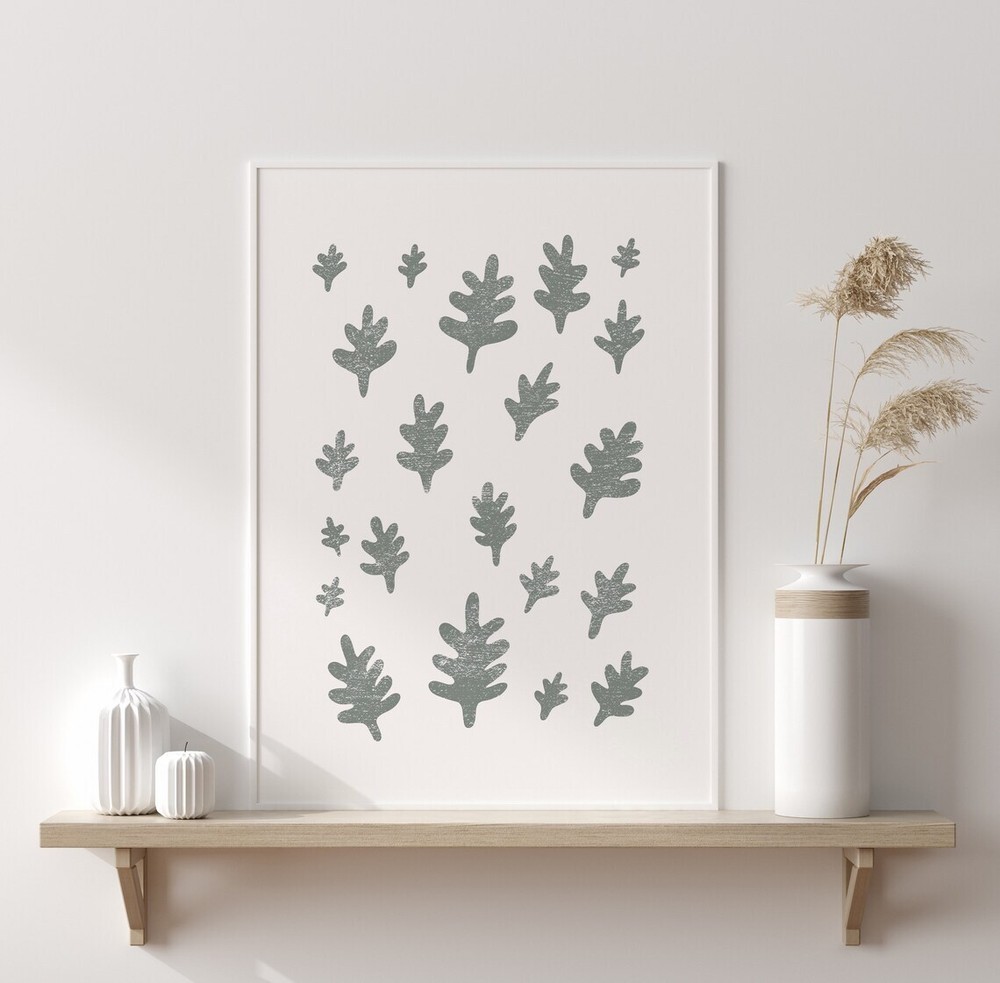 Green Botanical Oak Leaf Plant Poster Premium Quality Choose your Size