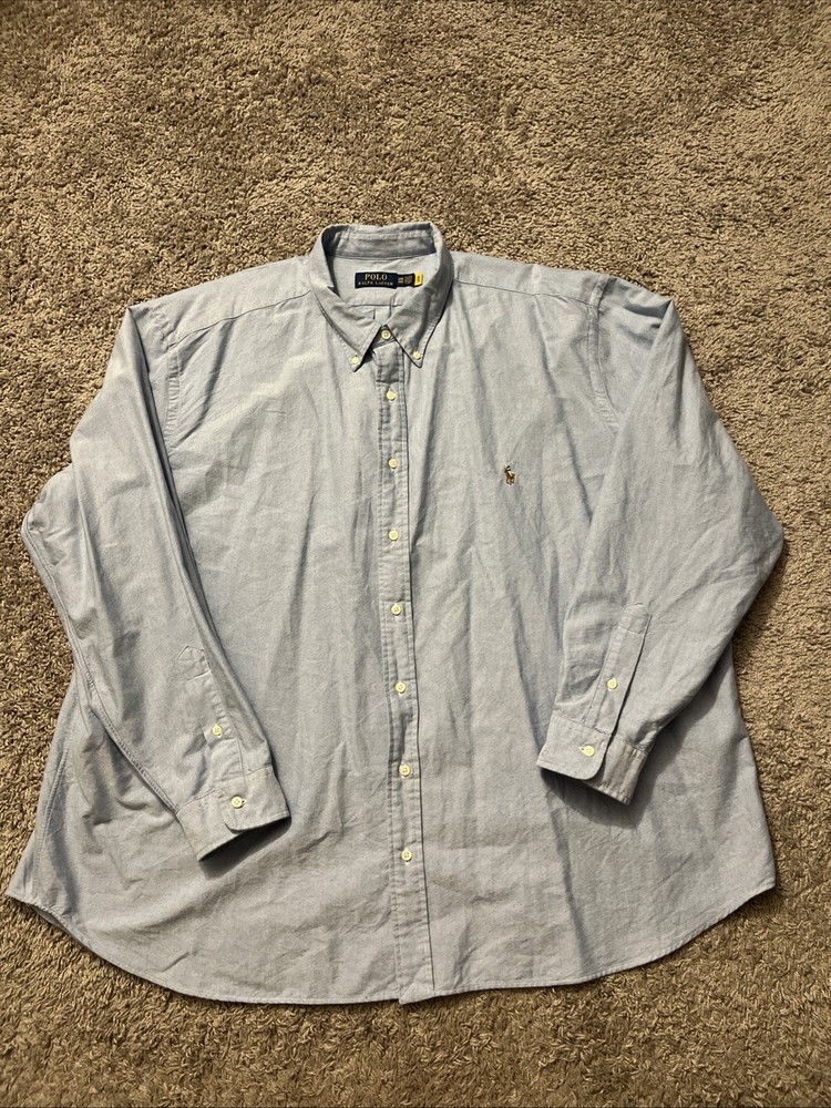Polo Ralph Lauren Shirt Mens 3XB XXXL Big Button Down Flesh Pony Blue Oxford