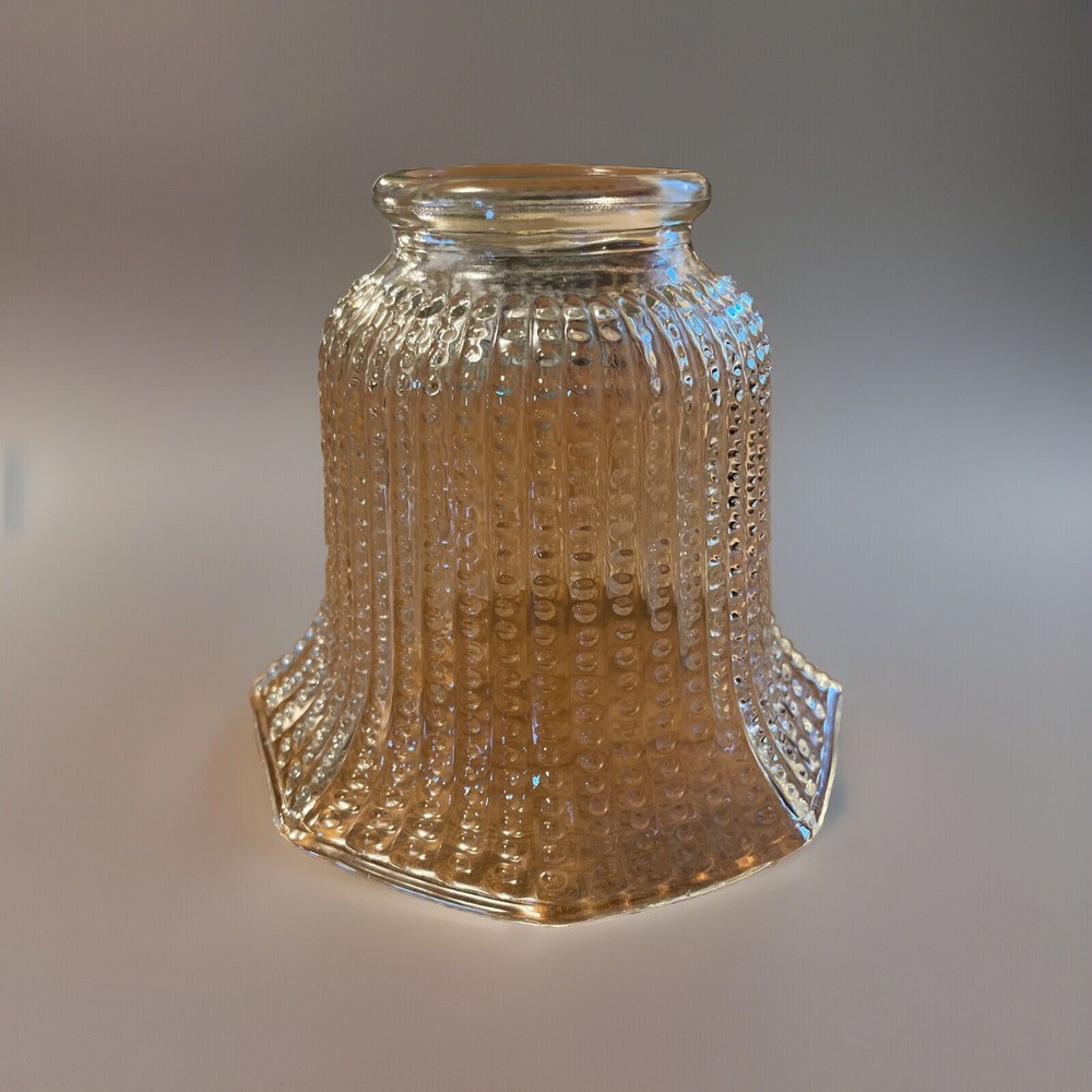 Vintage Clear Ruffled Hobnail Glass Light Fan Shade 2