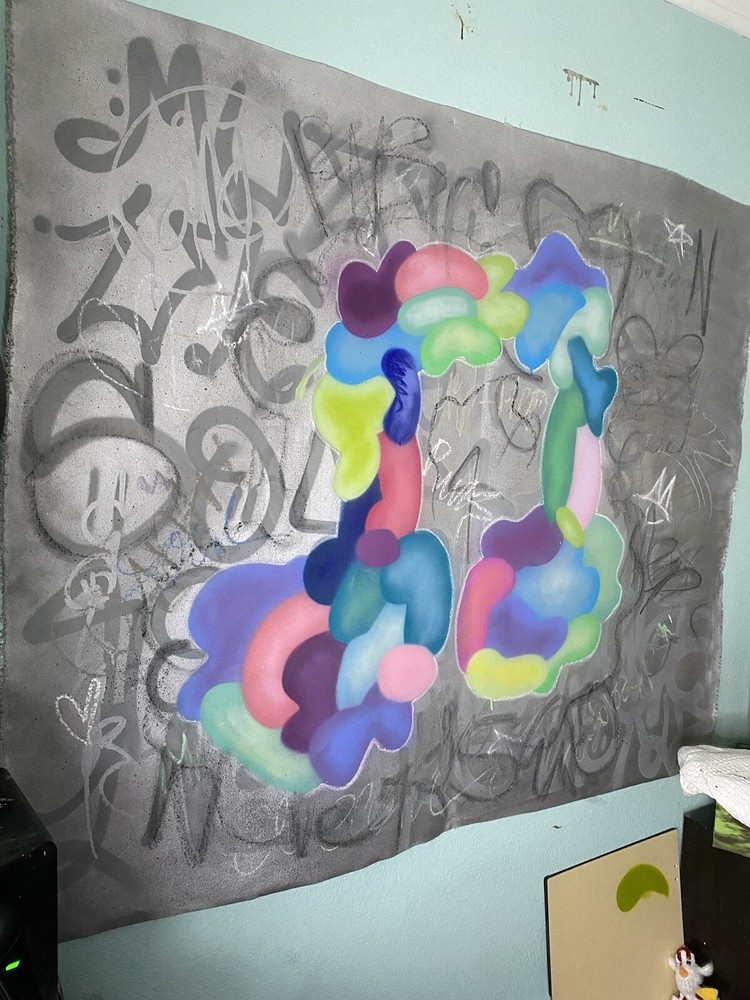 5x4 FEET - LARGE HANDMADE MODERN ART PAINTING ORIGINAL ABSTRACT GRAFFITI DECOR-image