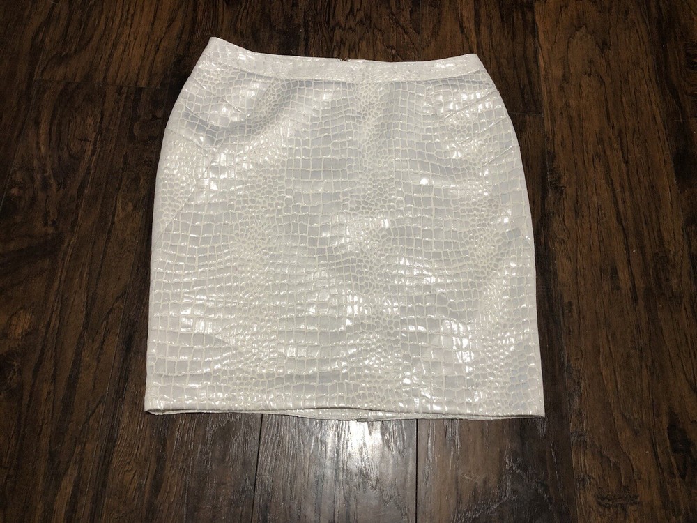 Worthington Women’s Cream Embossed Crocodile Print Skirt Size 12