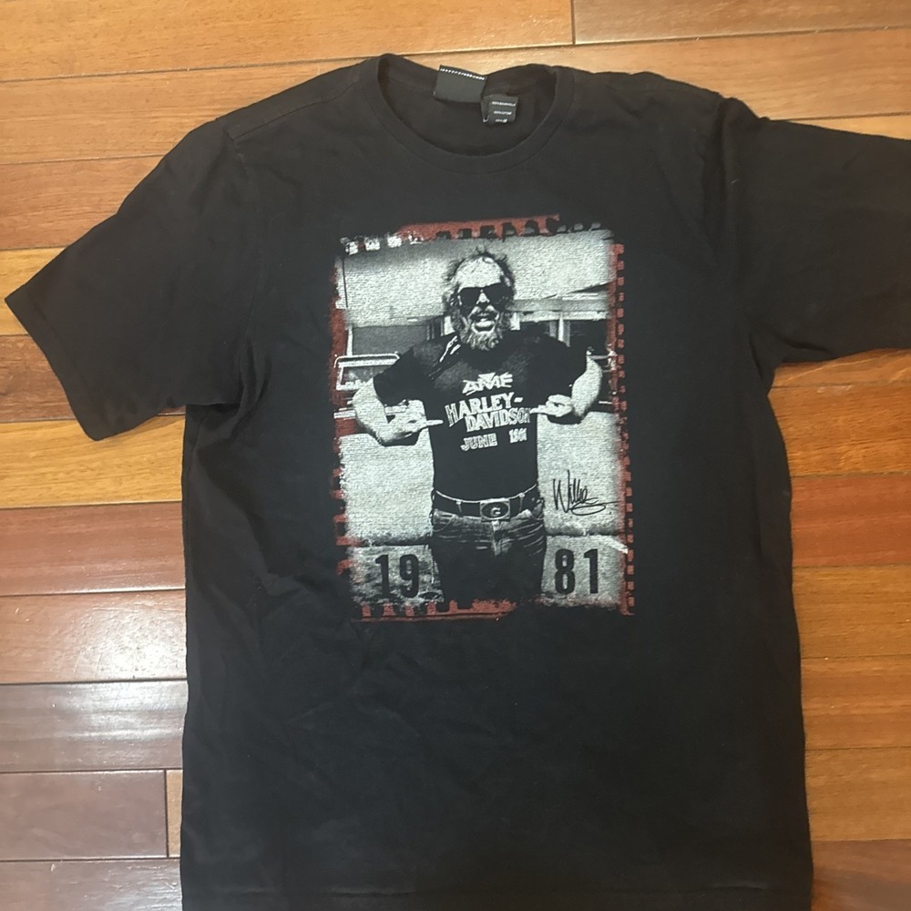 Vtg Harley Davidson Mens Willie G Graphic Moto Biker T Shirt Black Sz Large