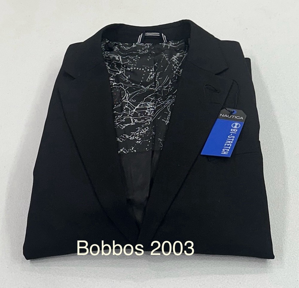 Nautica Men's Modern-Fit Bi-Stretch Suit Jacket, Black/Noire, Size 44R