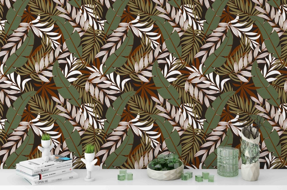 3D Tropical Plants Leaves Pattern Wall Murals Wallpaper Murals Wall Sticker 2