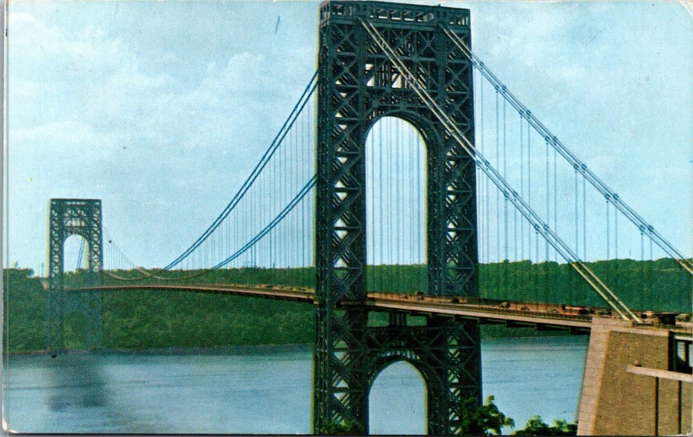 New York City NY George Washington Bridge Hudson New York Vintage Postcard