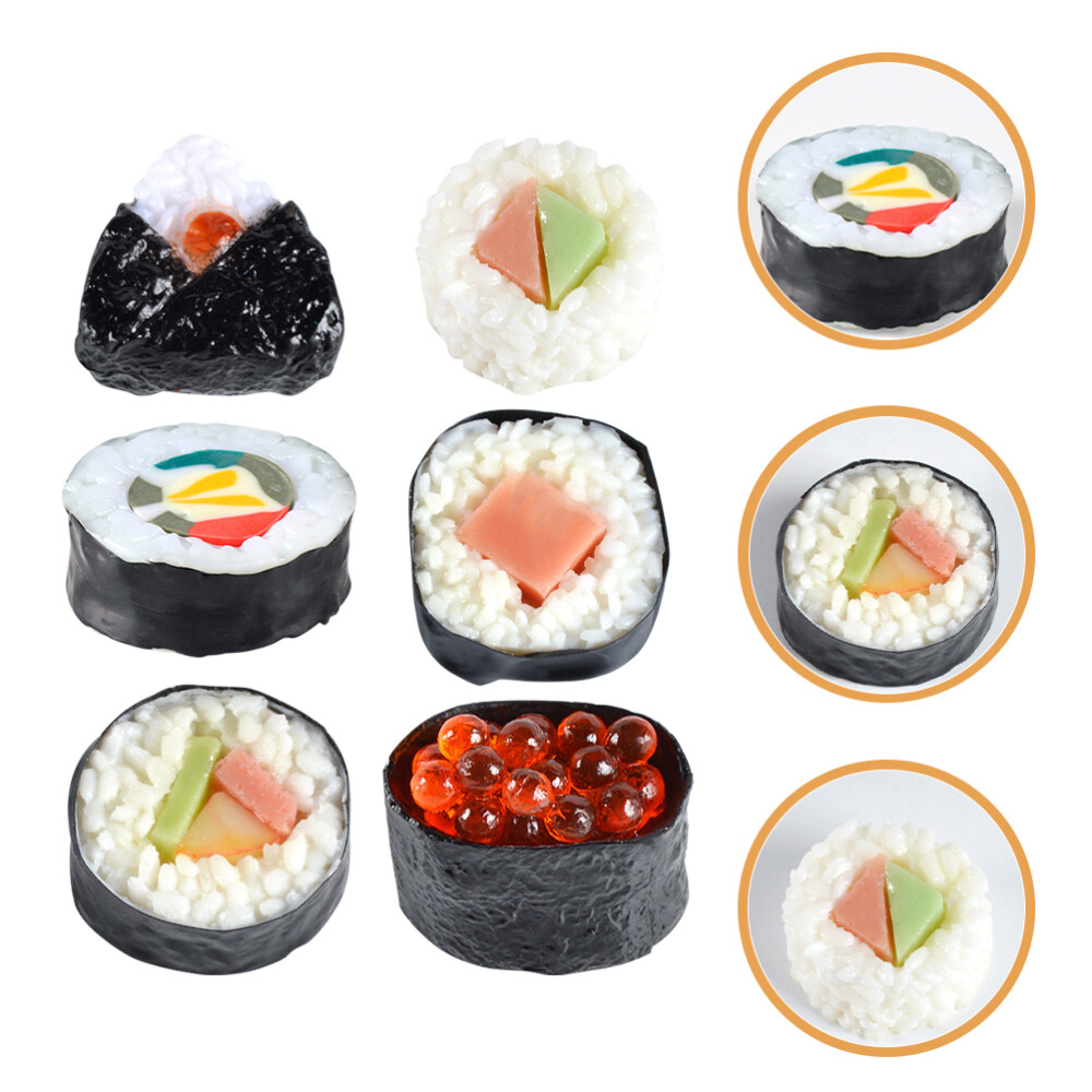 6Pcs Fake Food Simulation Sushi Model Realistic Rich Roll Model