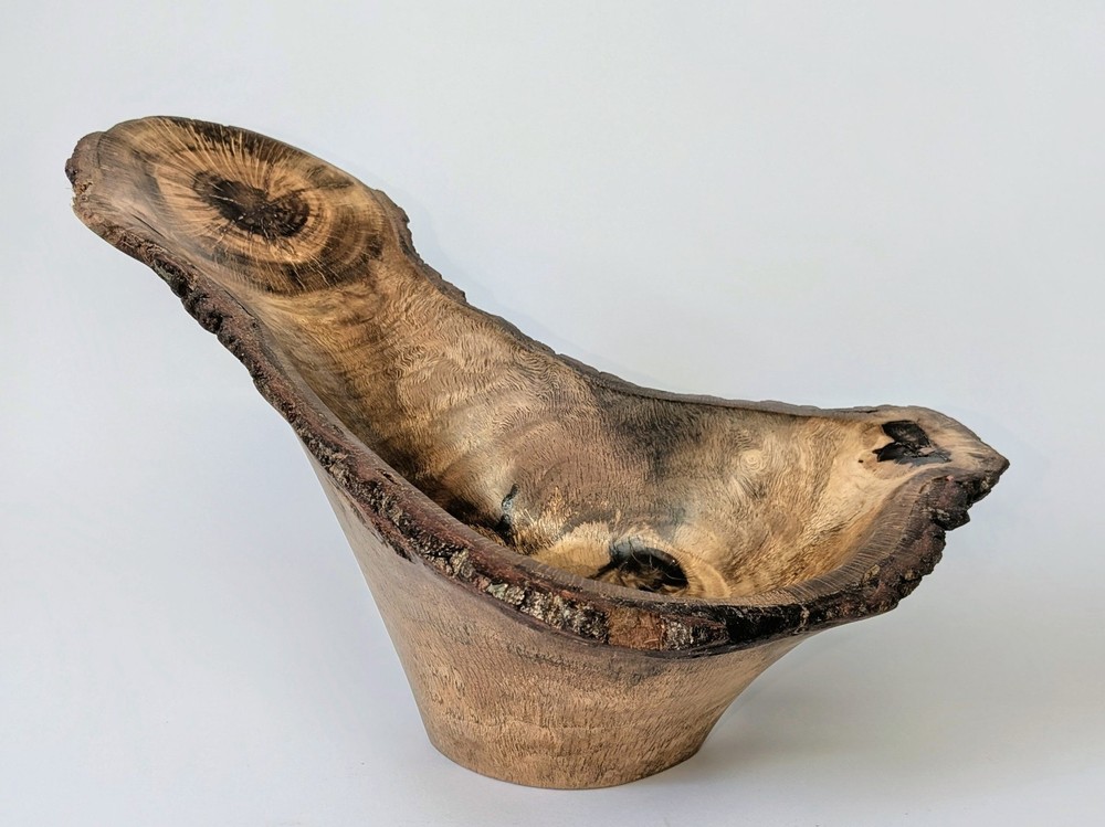 Handmade Live Edge Wooden Bowl Rustic Natural Wood Decor Centerpiece