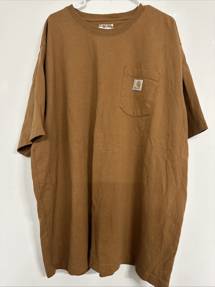 Carhartt T-Shirt Men’s Size 2XL XXL K87 Brown Loose Fit  100% Cotton