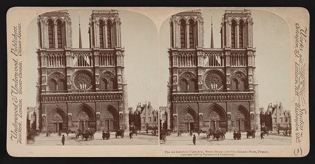 Photo:Paris France Notre Dame Cathedral 1900s Twin Towers Stereoview