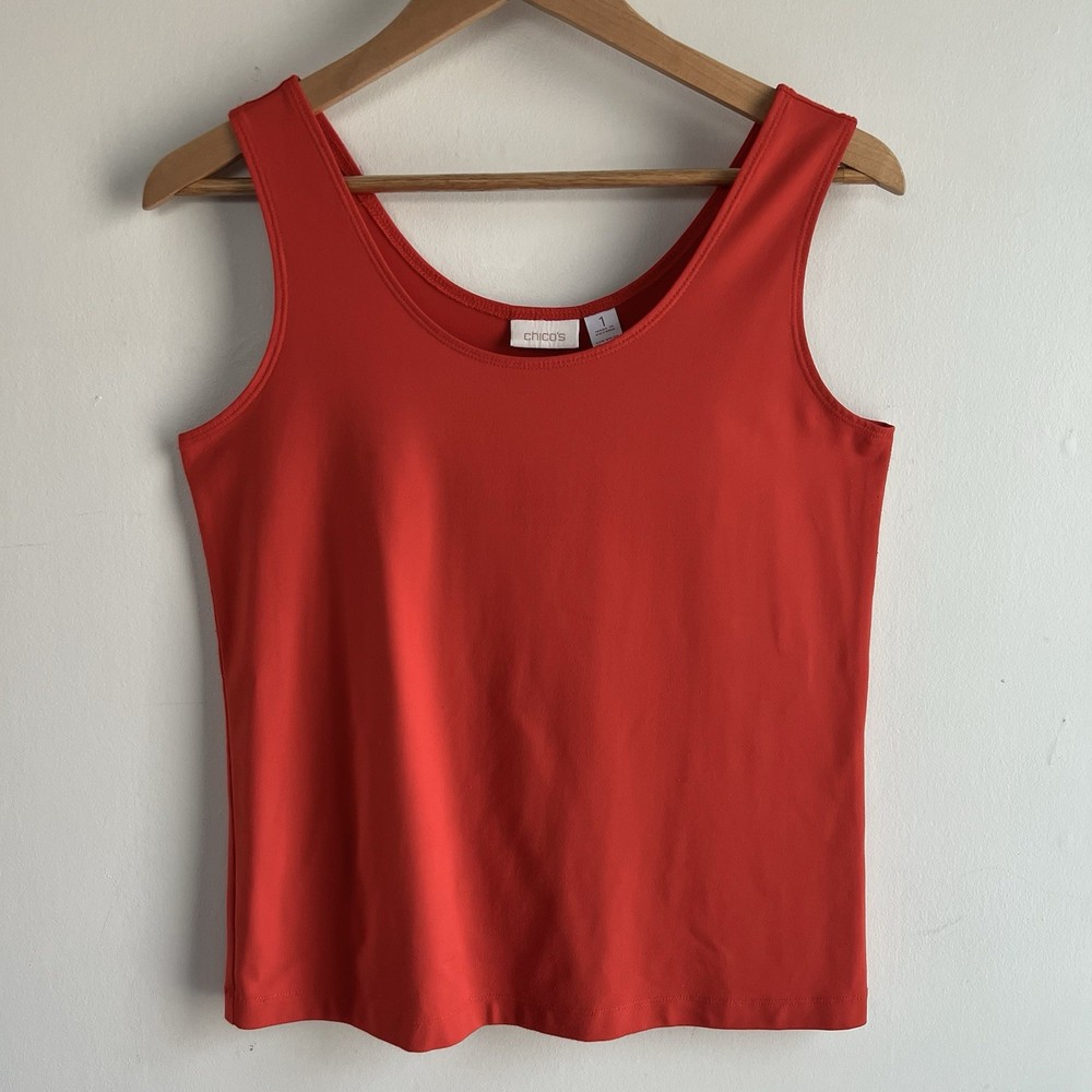 Chico’s Women’s Size 1 US M Medium Orange Red Scoop Neck Tank Top