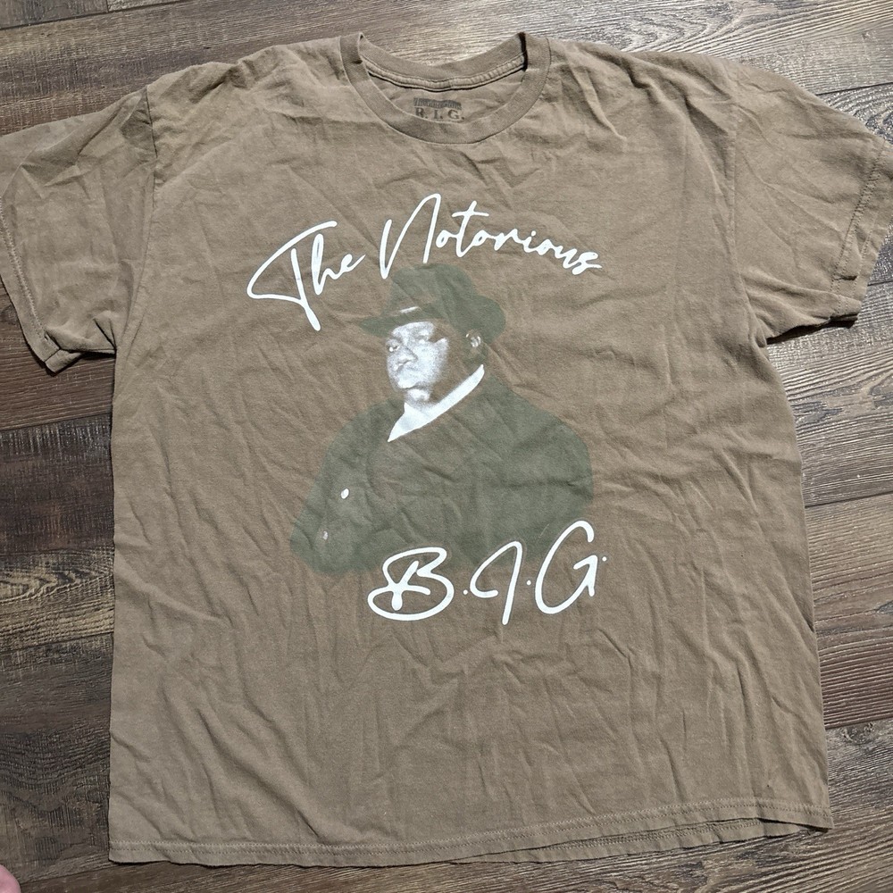 The Notorious B.I.G. Graphic T-Shirt Brown Crew Neck Short Sleeve XL