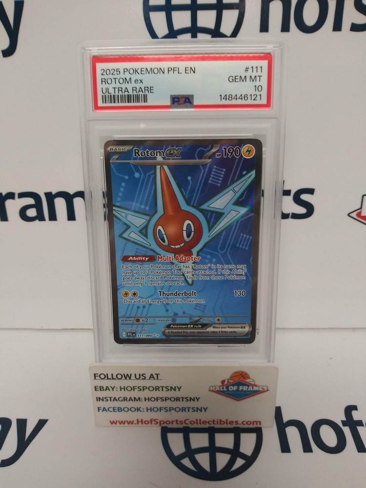 2025 Pokemon Mega Evolution Pfl Rotom Ex Ur #111 Psa 10!
