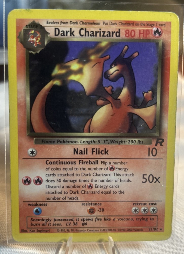 Vintage Dark Charizard 21/82 Team Rocket-Unlimited Edition WOTC Non-Holo Rare