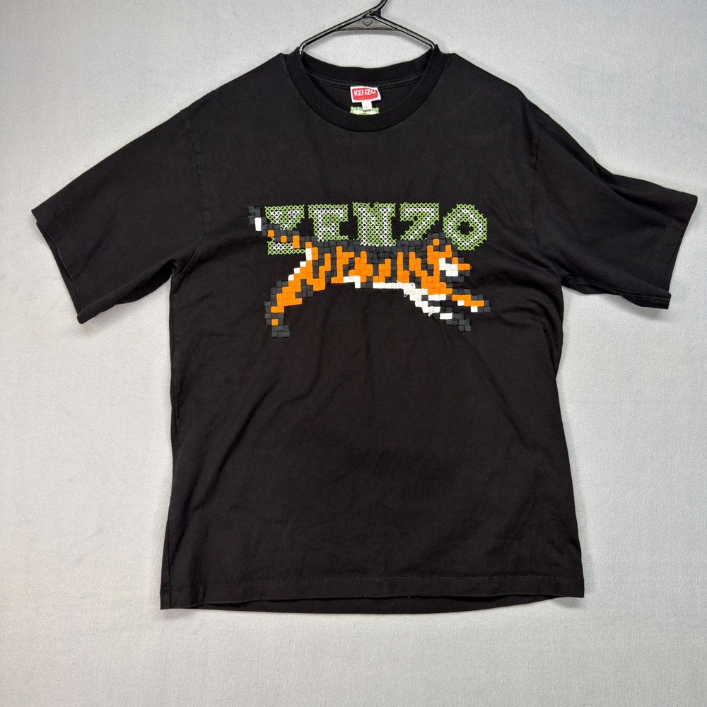 Kenzo Paris Pixel Tiger Tee Black Embroidered Graphic Portugal Men’s L