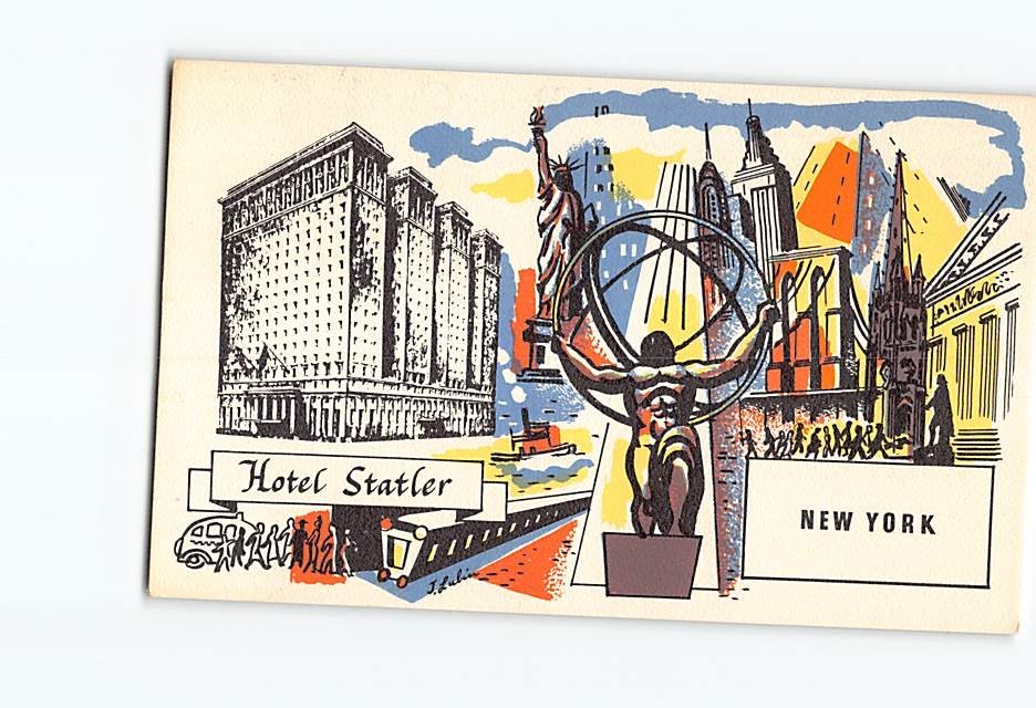Postcard Hotel Statler NYC New York City Seventh Avenue USA North America