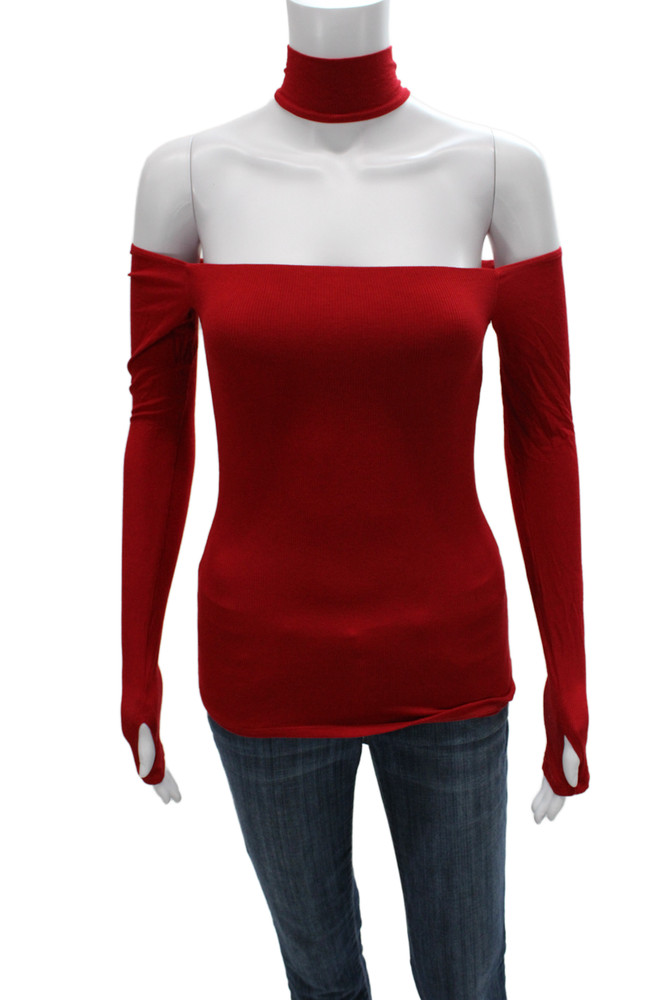Michael Lauren Women Mock Neck Long Sleeve Red Top Size SFree Shipping in US $100+ Orders | $6.95 Orders Below