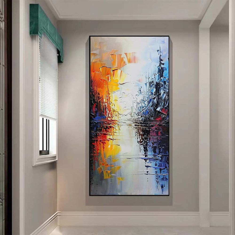 Handpainted Abstract scenery Orange Oil Painting On Canvas Wall Art Home Decor