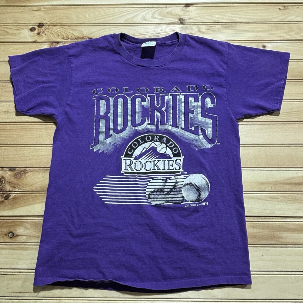 Vintage 90s Colorado Rockies MLB Baseball Single Stitch Graphic Shirt Size L