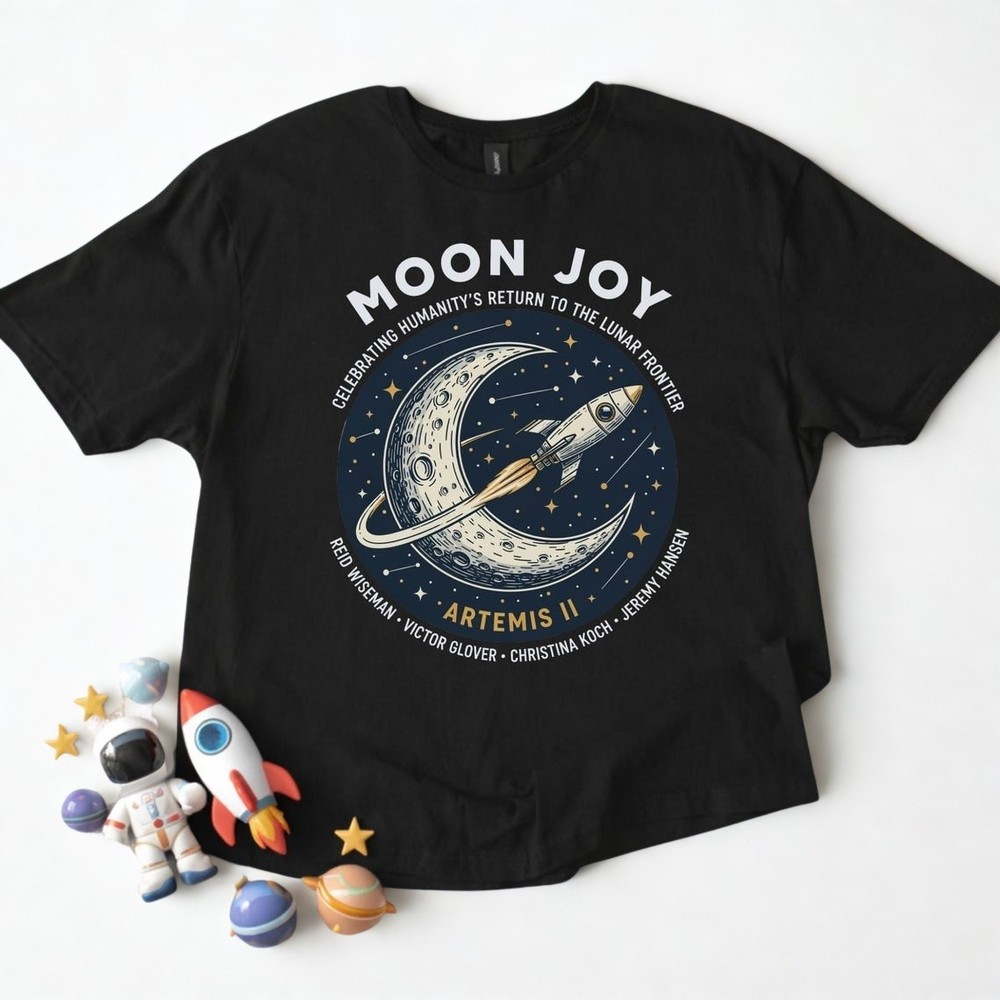 Moon Joy Artemis II NASA Inspired Space Rocket Graphic T-Shirt
