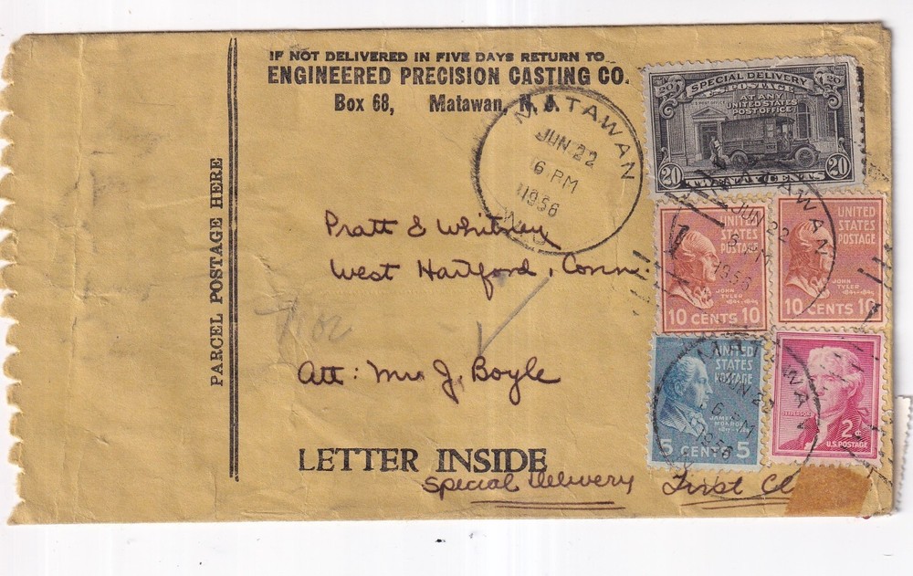 E19, Prexies on 1956 Special Delivery Cover