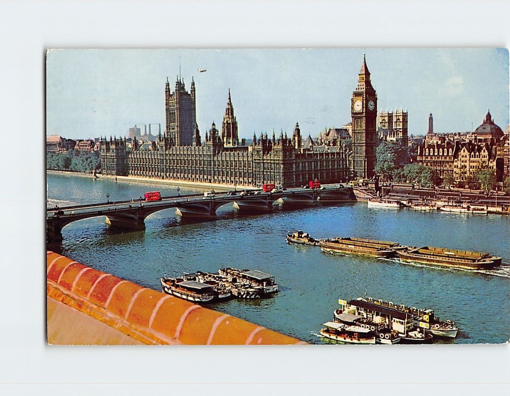 Postcard Houses of Parliament Westminster Bridge London England