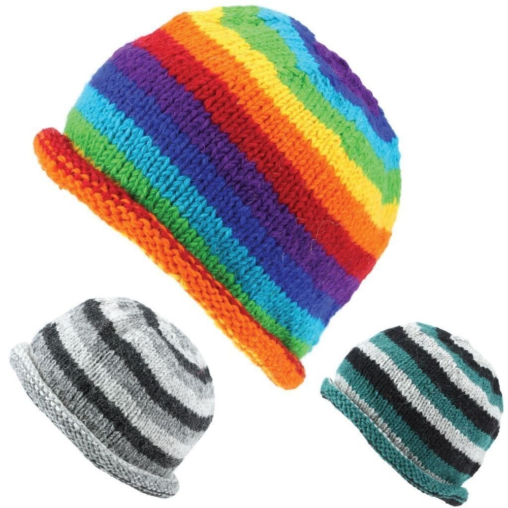 Chunky Wool Knit Beanie for Men & Women - Warm Winter Lined Rolled Brim Hat