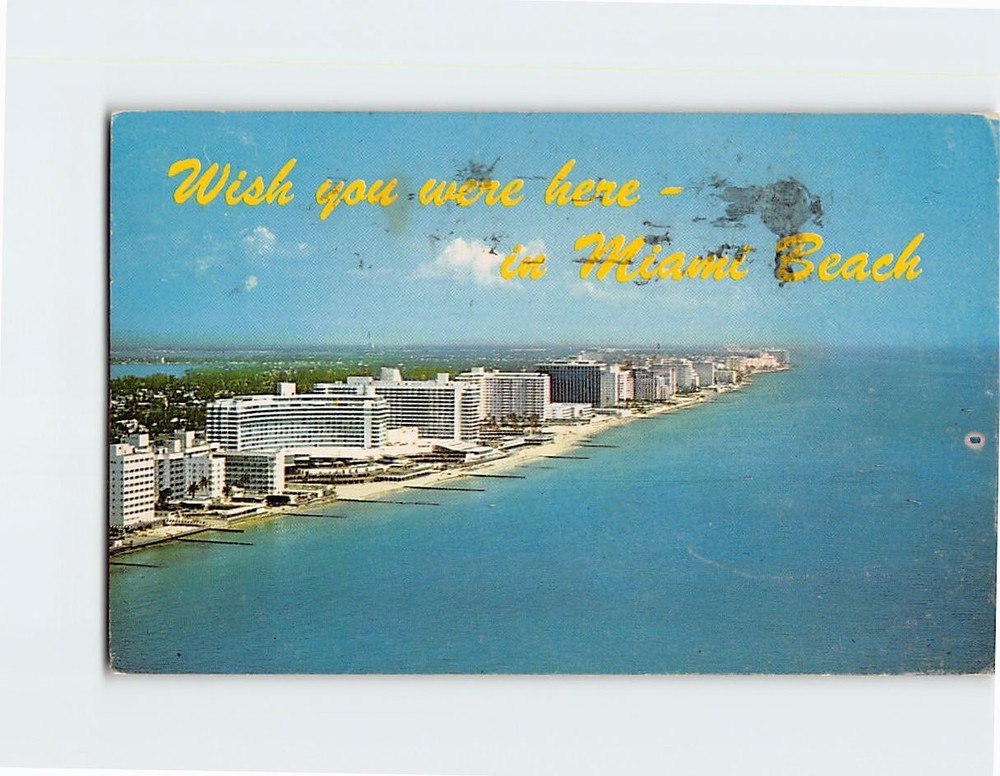 Postcard Wish You Were Here in Miami Beach Florida USA