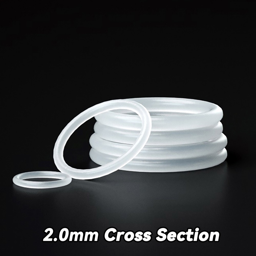 Food Grade O-Ring 2mm Cross Section , 5mm-90mm OD Clear Silicone Rubber O Rings