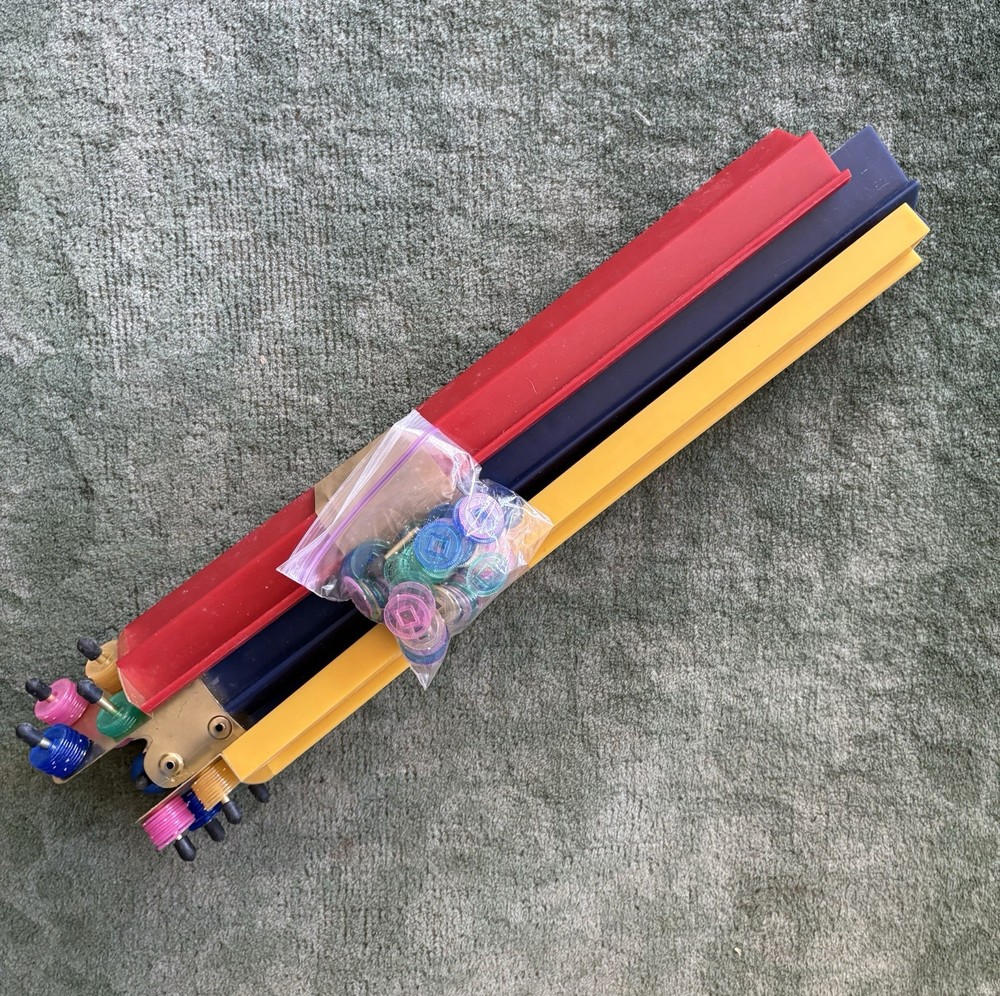 Set Of 4 Vintage Mah Jong Racks With Counter Chips