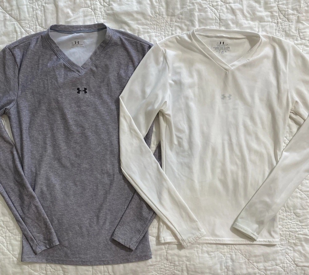 Lot of 2 - Women's UA Under Armour Fitted Long Sleeve Shirts, Small