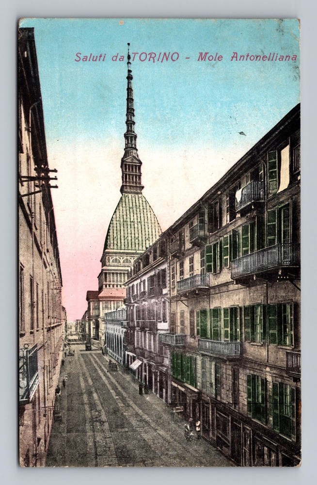 Italy- Torino Greetings From Turin Antonelliana Monument Old Vintage Postcard