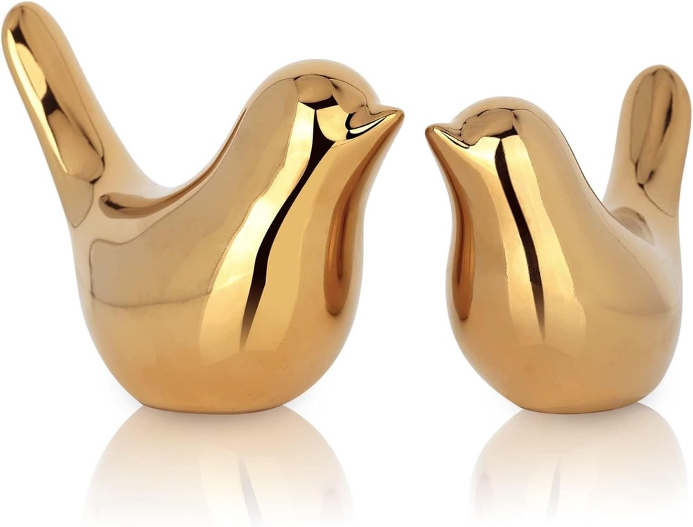 2 Pcs Gold Decor Accents,Small Animal Statues,Modern Home Decorative, Birds