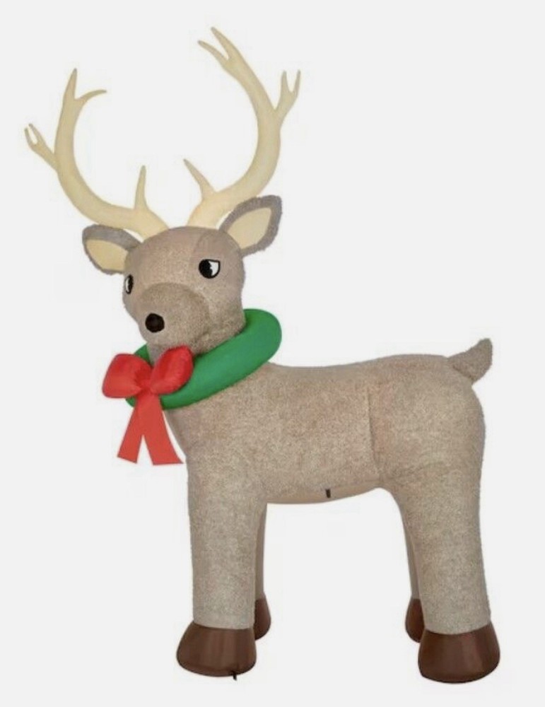 **10.5ft Gemmy Fuzzy Inflatable Christmas Reindeer Decoration**  -image