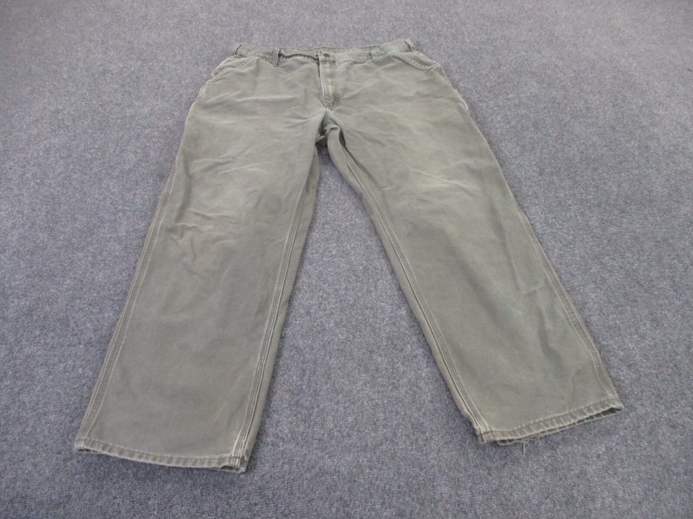 Vintage Carhartt Mens Gray Canvas Work Pants 40x32 Dungaree Hiking Outdoor