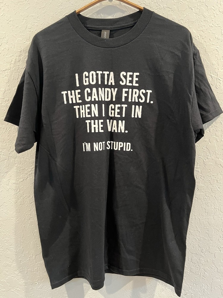 Black Graphic Print Humor Men's Short Sleeve Crew Neck T-Shirt Size M