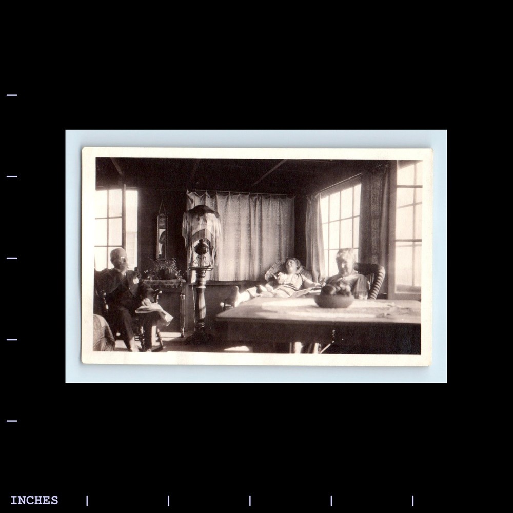 Old Vintage Photo OLDER MAN WOMEN SITTING IN LIVING ROOM