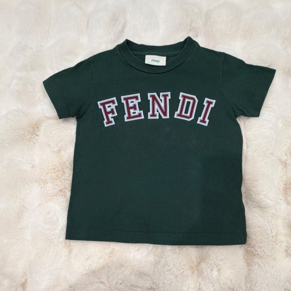 Fendi Baby Green Logo Graphic T-Shirt Basic Short Sleeve Cotton 3T