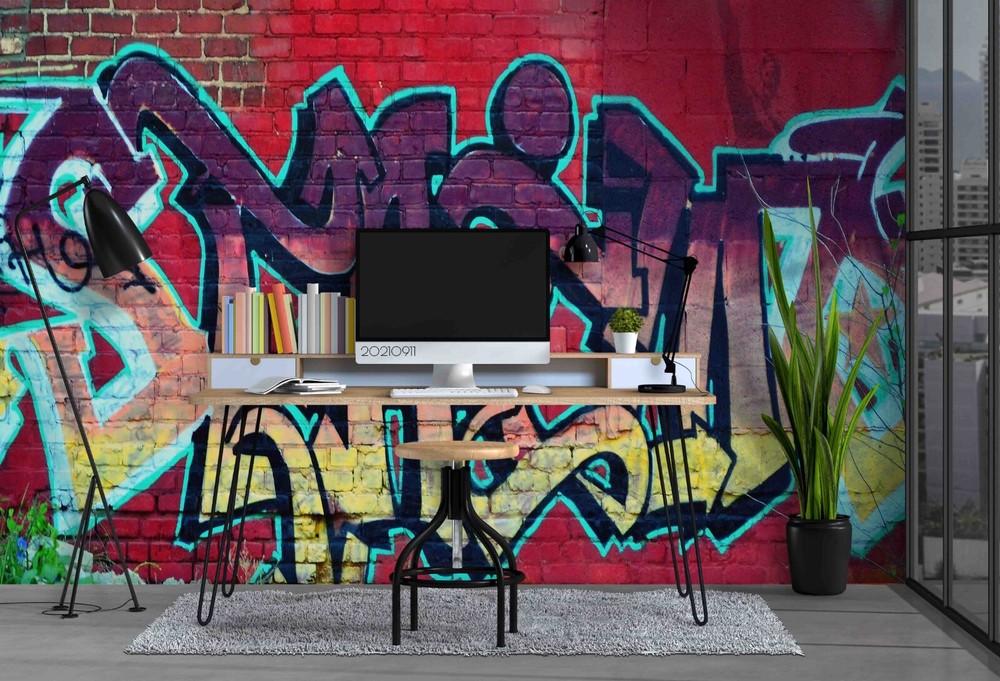 3D Graffiti Abstract Art Pattern Self-adhesive Removeable Wallpaper Wall Mural1-image